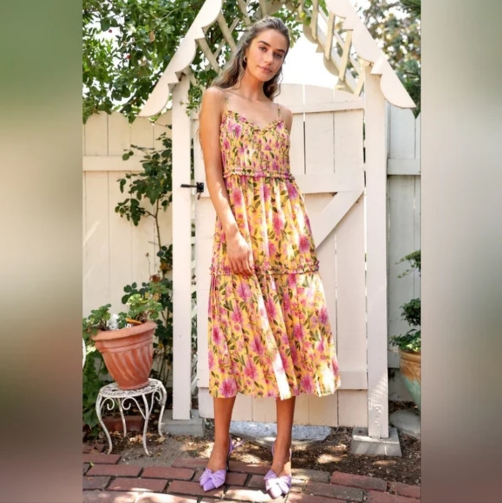 Adelyn Rae Meadow Floral Pleated Fit & Flare Dress